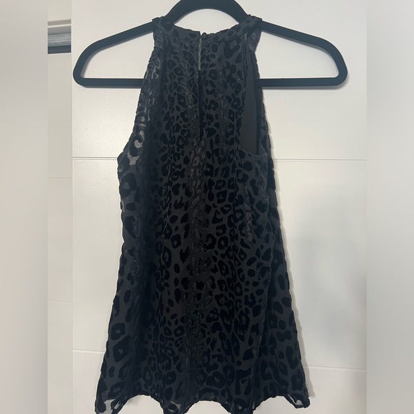 White House Black Market Black Leopard Print Halter Tank Top - Picture 3 of 5